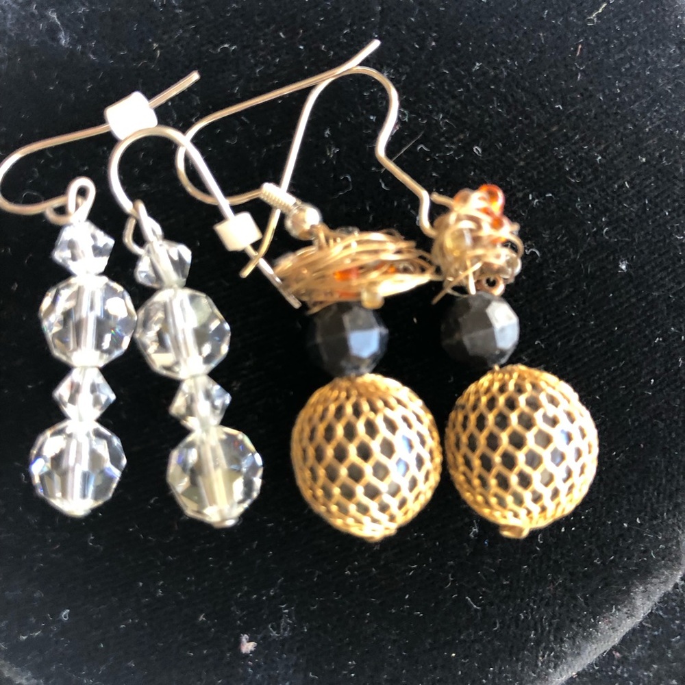 Vintage Austrian Crystal & Round Wrapped Earrings